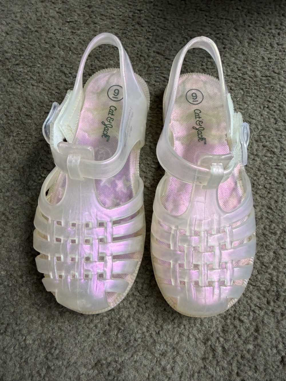 Cat & Jack Iridescent Pink-White Jelly Sandals for Kids